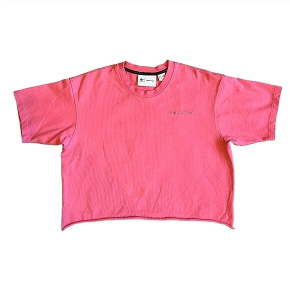 ADIDAS X HUMANRACE PHARRELL WILLIAMS T-SHIRT CROPPED OVERSIZED BARBIE PINK SZ M - Picture 9 of 16